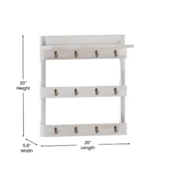 Emma And Oliver Wall Mounted Mug Rack With 12 Coffee Cup Hangers And Built-In Shelf For Coffee, Sugar & More -Smart Office Sets GUEST 19dcae87 bac1 425b ba64 312bef461ac9
