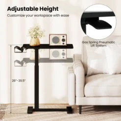 Costway C Shaped Side Table Height Adjustable Overbed Bedside Table With Hook & Cup Holder Black/Natural/White -Smart Office Sets GUEST 1ad9586c 19f4 4486 996f 96a347ebbb7f