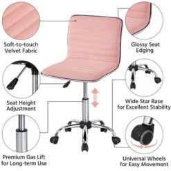 Yaheetech Velvet Low Back Armless Desk Chair Office Chair With Wheels -Smart Office Sets GUEST 1d525fb1 35e7 4380 8bec bb2a2d4d26ec