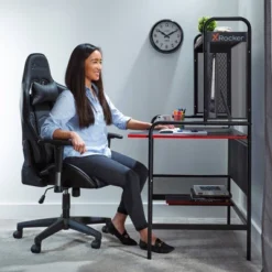 ICarus Mesh Gaming Desk With Wood Desktop - X Rocker -Smart Office Sets GUEST 1e5c76d5 140a 45a3 a6c8 8d1e48661f60