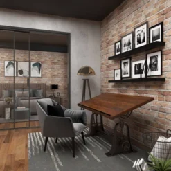 Industrial Teak Wood Console Table Brown - Olivia & May -Smart Office Sets GUEST 1ee65480 a729 4be5 9ccb 36a018d387b1