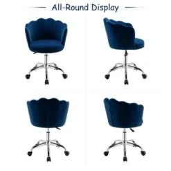 Costway Velvet Petal Shell Office Chair Adjustable Swivel Accent Vanity Armchair YellowBlueGreyPink -Smart Office Sets GUEST 211a5149 8b4b 4ec2 a853 055e85ad18cf