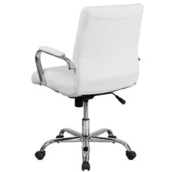 Flash Furniture Whitney Mid-Back White LeatherSoft Executive Swivel Office Chair With Chrome Frame And Arms - Set Of 4 -Smart Office Sets GUEST 215c5ca9 25fb 44a2 a832 4c66de8340d6