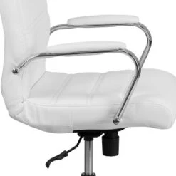 Flash Furniture Whitney Mid-Back White LeatherSoft Executive Swivel Office Chair With Chrome Frame And Arms - Set Of 4 -Smart Office Sets GUEST 24d980b6 b275 4c98 a8e7 ada070f9f413