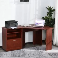 HomCom 2 Piece Corner Computer Desk Workstation With Printer Stand Storage Cabinet -Smart Office Sets GUEST 2599916c 7122 486f ab84 649f14c5275e