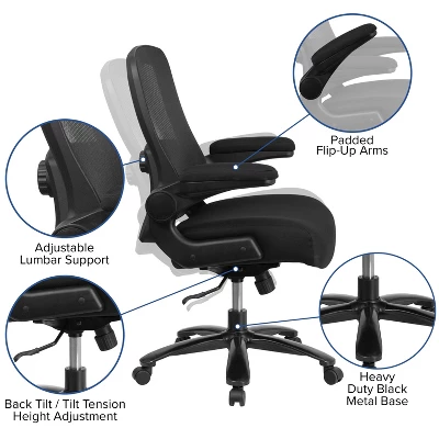Flash Furniture HERCULES Series Big & Tall 500 Lb. Rated Mesh Executive Swivel Ergonomic Office Chair With Adjustable Lumbar 4 Flash Furniture HERCULES Series Big & Tall 500 Lb. Rated Mesh Executive Swivel Ergonomic Office Chair With Adjustable Lumbar - Image 2