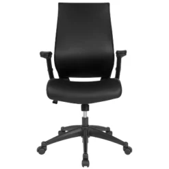 Merrick Lane High-Back Black Faux Leather Executive Swivel Office Chair With Molded Foam Seat And Adjustable Arms -Smart Office Sets GUEST 26935622 4bfc 48a2 b2fe e78982fadde6