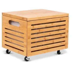 BirdRock Home Bamboo Rolling File Storage Organizer Box With Lid - Natural -Smart Office Sets GUEST 2749a2ff 6aed 4850 8783 18110a18d5ee