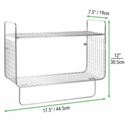MDesign 2 Tier Storage Organizer Bath Shelf With Towel Bar, Wall Mount -Smart Office Sets GUEST 279b5817 4ce2 483a 86a5 0e44ee4ef9c0