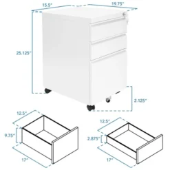 Mount-It! 3 Drawer Cabinet For Under Desk With Wheels | Rolling Storage With Lock For Files & Materials, Mobile Space Saving For Home & Office - White -Smart Office Sets GUEST 2863aaa8 9320 415a a7cb 61c91b5123cc