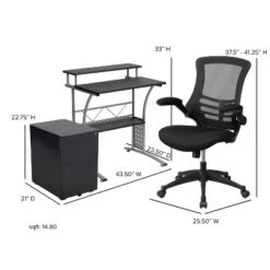 Flash Furniture Work From Home Kit - Black Computer Desk, Ergonomic Mesh Office Chair And Locking Mobile Filing Cabinet With Side Handles -Smart Office Sets GUEST 28c26666 4905 44c4 8d1e 25920f67c3d1