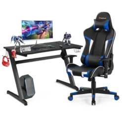 Costway Z-Shaped Racing Style Desk & Massage Gaming Chair Set For Home Office -Smart Office Sets GUEST 299f8e86 beb4 43fc b482 1679ac9a917d