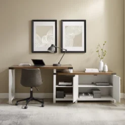 Farmhouse Rustic L Shaped Desk With Storage - Saracina Home -Smart Office Sets GUEST 2a153f1a 9f46 45dc b9bf b6bc489b15a1