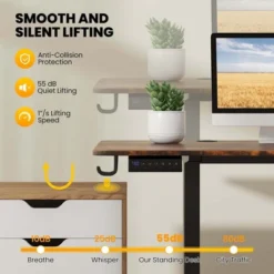 Costway 63 X 24 Inch Sit Stand Desk Height Adjustable Electric Standing Desk Natural/Brown/White -Smart Office Sets GUEST 2a565c68 385e 46c0 9e4b 7d48ba056f96