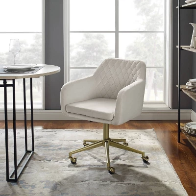 Imogen Quilted Office Chair Off White - Linon 11 Imogen Quilted Office Chair Off White - Linon - Image 9