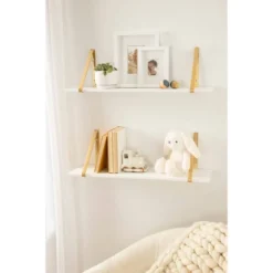 27.5" X 8.2" 2pk Soloman Wooden Shelf Set With Brackets - Kate & Laurel All Things Decor -Smart Office Sets GUEST 2ab0209c 9513 445c a1bb ff2129d67ece
