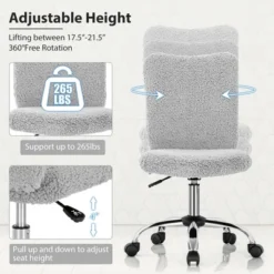 Costway Armless Faux Fur Leisure Office Chair Adjustable Swivel Task Chair -Smart Office Sets GUEST 2ac76974 12bf 4486 a8dc f9e3ab3aea20