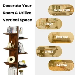 Costway 8-shelf Bookcase Freestanding Tree Shelf Display Storage Stand BlackWhite -Smart Office Sets GUEST 2adb9ff2 05a9 4a13 929c 5172fce55fef