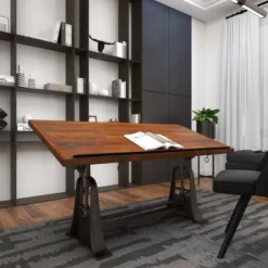 Industrial Teak Wood Console Table Brown - Olivia & May -Smart Office Sets GUEST 2c879e62 c9e4 402b 83e3 663b4be8d6e0