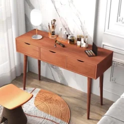 Costway Writing Desk 48" Computer Desk Mid Century Modern Work Table With 3 Drawers 14 Costway Writing Desk 48" Computer Desk Mid Century Modern Work Table With 3 Drawers -Smart Office Sets GUEST 2e2fee7c fdb5 40b8 aca4 433b0e7fb48c