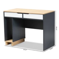 Reed 2 Drawer Wood Computer Desk - Gray/White - Baxton Studio -Smart Office Sets GUEST 3196d1c5 6531 4f51 b1de 83a1acb37c90