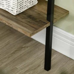 HOMCOM Industrial 5 Tier Ladder Shelf, Wall Mount Storage Shelves Bookcase With Metal Frame, Corner Unit, Plant Flower Rack For Living Room, Balcony, Brown -Smart Office Sets GUEST 31df6cb8 6588 464b 8708 10d67dcf6440