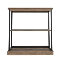 32" Oslo 3 Shelf Contemporary Wood And Metal Etagere Bookcase Brown/Black - Danya B. -Smart Office Sets GUEST 32d94dcb 5e07 4ac3 af75 af518c883a51