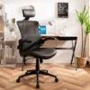Costway Mesh Back Adjustable Swivel Office Chair W/ Flip Up Arms Leather Seat -Smart Office Sets GUEST 3336d0da 82d3 45d0 a757 c4ac711eebfd