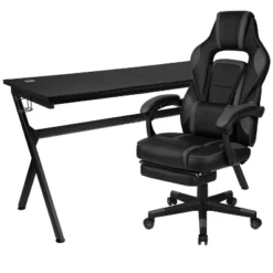 Flash Furniture Gaming Desk With Cup Holder/Headphone Hook/Removable Mousepad Top & Reclining Back/Arms Gaming Chair With Footrest -Smart Office Sets GUEST 336d5609 a20c 467d bf57 81784f3662fc