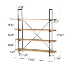 77" Septima 4 Shelf Antique Bookcase Antique - Christopher Knight Home -Smart Office Sets GUEST 345ad8cb 6491 4474 9230 356617c7cb9b