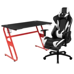 Flash Furniture Gaming Desk And Footrest Reclining Gaming Chair Set With Cup Holder And Headphone Hook -Smart Office Sets GUEST 357729f5 4008 4090 9eaa 2e63049f6f51