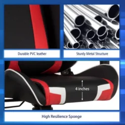 Costway Gaming Desk & Chair Set Z-Shaped Racing Style Desk With Massage Swivel Gaming Chair -Smart Office Sets GUEST 368c28d2 d11a 47f9 81a8 95acaa7a3d2b