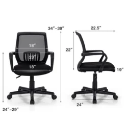 Costway Mid-Back Office Executive Chair Mesh Chair Height Adjustable W/ Lumbar Support -Smart Office Sets GUEST 37680dc6 f36e 42ac 86c8 1886fce3415a