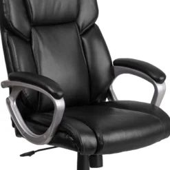 Emma And Oliver Mid-Back Leather Executive Swivel Office Chair With Padded Arms -Smart Office Sets GUEST 37aa4c89 99c8 4387 a166 132ae42d59bd
