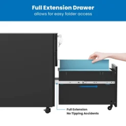 Mount-It! Mobile File Pedestal Cabinet With 3 Drawers & Lock | Slim Design Under Desk Storage & Organizer For Files, Folders & Office Supplies | Black -Smart Office Sets GUEST 38777a1a 819a 4de6 97a2 42db30f4f55f