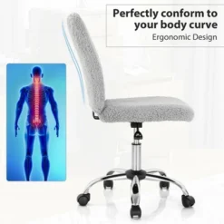 Costway Armless Faux Fur Leisure Office Chair Adjustable Swivel Task Chair -Smart Office Sets GUEST 39956985 477e 4a9d a6fe 151c03e3408f