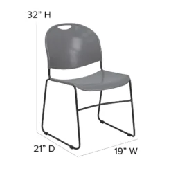 Flash Furniture HERCULES Series 880 Lb. Capacity Gray Ultra-Compact Stack Chair With Black Powder Coated Frame -Smart Office Sets GUEST 3a44fd37 962c 4551 a5d0 526ae23ec79b