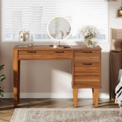 Tribesigns 47" Wood Computer Desk With 3 Drawers, Farmhouse Small Office Desk With Storage For Home Office, Bedroom, Study Room, Brown -Smart Office Sets GUEST 3a89aa31 3c09 4d95 a03e eb1958ef95ca