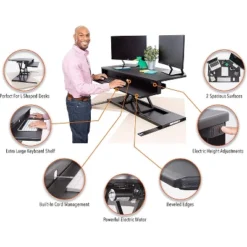 FlexPro Premier Electric Height Adjustable Corner Desk – 39.25” Standing Desk Converter – Black – Stand Steady -Smart Office Sets GUEST 3a9000ba 595a 4c01 a968 ebf54f7fe6bc