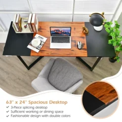 Costway 63'' Large Computer Desk Study Workstation Conference Table Home Office -Smart Office Sets GUEST 3c01a4a9 39a6 470e b2c5 c68d7def7358