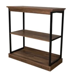 32" Oslo 3 Shelf Contemporary Wood And Metal Etagere Bookcase Brown/Black - Danya B. -Smart Office Sets GUEST 3c18df6b 4484 4315 b36f d0a70004276e