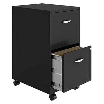 Space Solutions 18 Inch Wide Metal Mobile Organizer File Cabinet For Office Supplies And Hanging File Folders With 2 File Drawers, Charcoal 3 Space Solutions 18 Inch Wide Metal Mobile Organizer File Cabinet For Office Supplies And Hanging File Folders With 2 File Drawers, Charcoal