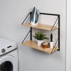 Honey-Can-Do 2 Tier Laundry Shelf With Wood Light Oak -Smart Office Sets GUEST 3ce8eebe f53e 417a a099 7e623da1fd19