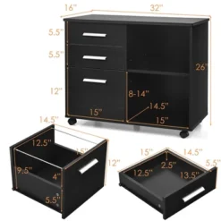 Costway 3-Drawer File Cabinet Mobile Lateral Cabinet Printer Stand EspressoBlack -Smart Office Sets GUEST 3e1be199 ee48 4b10 a47c a919162049d5