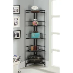 57.5" 5 Tier Folding Metal Corner Shelf - Breighton Home
