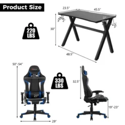 Costway X-Shaped Gaming Desk & Racing Style Massage Chair Set Home Office Black+White/Blue/Grey/Red -Smart Office Sets GUEST 3f6f4810 fcc8 41f9 9b88 acf5626eb94c