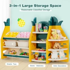 Costway 3-in-1 Kids Toy Storage Organizer Bookshelf Corner Rack W/ Plastic Bins -Smart Office Sets GUEST 40bee861 3c72 45f1 953f 7c3da0befed1