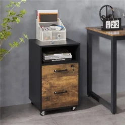 Yaheetech 2-Drawer And 1-Open Shelf Mobile Letter Size Rolling File Cabinet For Home And Office