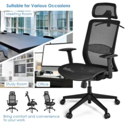 Costway Ergonomic High Back Mesh Office Chair Recliner Task Chair W/Hanger GreyBlack 15 Costway Ergonomic High Back Mesh Office Chair Recliner Task Chair W/Hanger GreyBlack -Smart Office Sets GUEST 43472923 27b6 4568 b568 2d9512329a20