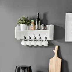 25" X 9" Entryway Floating Utility Wall Shelf With Hooks White - Danya B. 19 25" X 9" Entryway Floating Utility Wall Shelf With Hooks White - Danya B. -Smart Office Sets GUEST 4456d5f7 398d 45d4 9d3a c4200cc96fa6